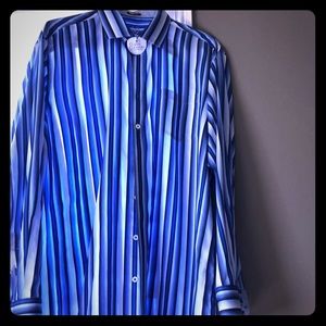 Men’s blue striped dress shirt. Never worn